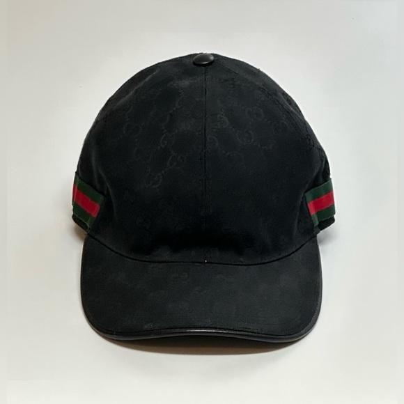 Gucci Original Men’s Canvas Hat With Web|XXL Strap Back Adjustable Cap|Black - Picture 7 of 9